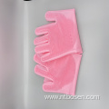 Heat resistant scrub silicone washing gloves